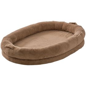 VEVOR Human Dog Bed 72x48x10in Large Human Size Dog Bed Washable Faux Rabbit Fur (Option: Default)