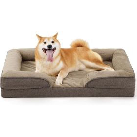 Large Dog Orthopedic Dog Sofa Supportive Foam Pet Mattress Washable And Removable Cover Egg Cell Foam Waterproof Lining Multiple Colors And Sizes (Option: Brown-S)