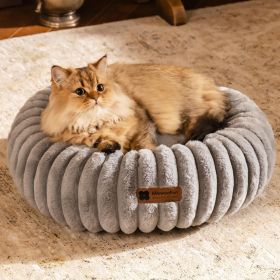 MEWOOFUN Donut Cat Bed - Washable Round Pet Bed For Indoor Cats & Kittens, Fluffy Non-Slip Calming Bed For Puppies, Grey (Option: WP181)